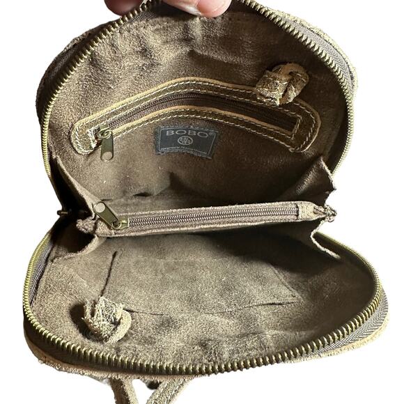 Bobo Brown Waxed Suede Leather Crossbody Phone Bag Woven Design Small Purse - Picture 7 of 8